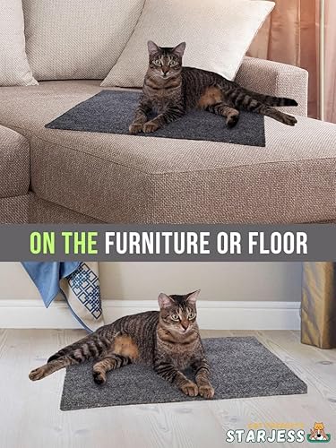 Miniatura 9 de Tapete rascador para gatos, 24 x 14 pulgadas, tapete horizontal para rascar el suelo del gato con cintas adhesivas, protege el sofá y las alfombras