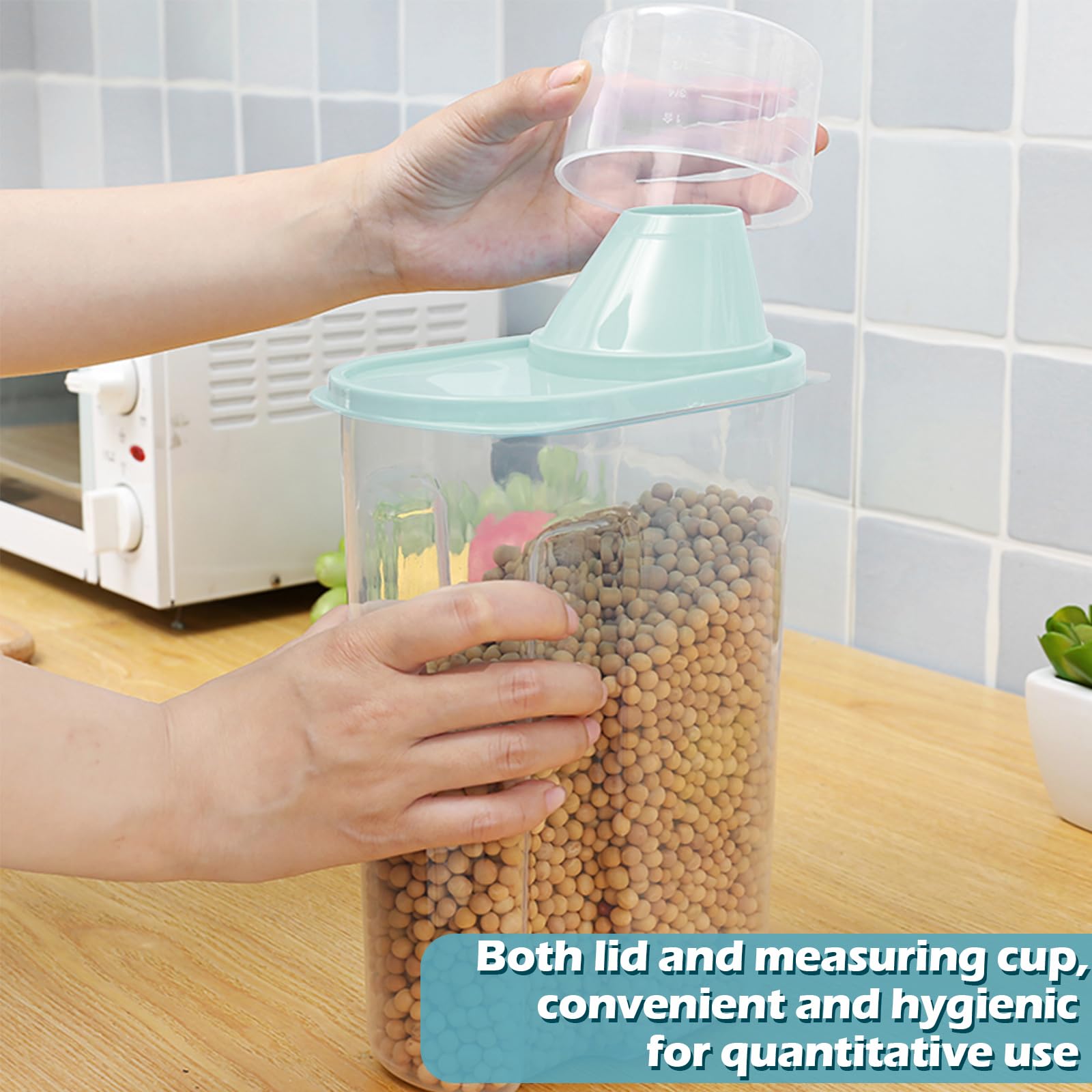 Dokeno 2PCS Contenedor Pienso 2,5 L, Contenedor Comida Perro con Vaso Medidor, Recipientes Herméticos para Comida para Perros, Envase de Plástico, para Cereales, Arroz, Perros, Gatos (26 * 15 * 8cm)