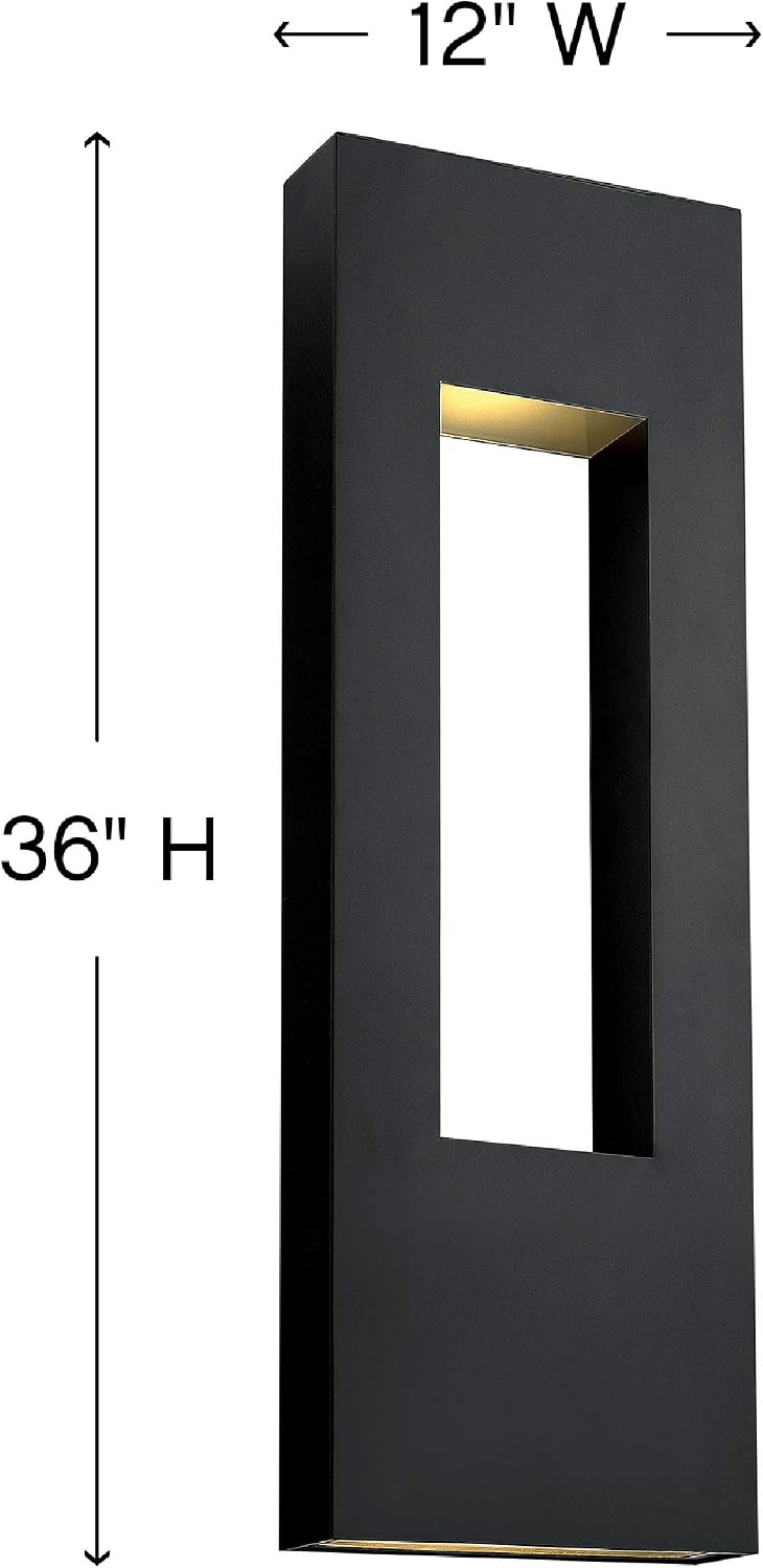 Hinkley Atlantis Extra Large Wall Mount Outdoor Lantern – Aluminum, Etched Glass Lens, LED Bulb Included, Dark Sky – Satin Black Finish
