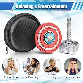 Fidget Spinner Hammer Hand Spinner Toys for Kids Adult, Metal Finger Spinner Two Modes Fidget Pack for Anxiety Stress Relief Focus, Birthday Halloween Filler