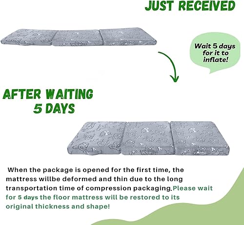 Miniatura 7 de MeMoreCool Colchón plegable que brilla en la oscuridad para niños, tapete triple para siesta para niños pequeños, futón portátil para dormir o cama