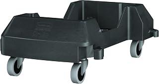 Rubbermaid Commercial Products Slim Jim Container Trash Can Trolley/Dolly with Wheels, Black, Easy Transport/Maneuverability of 16/23 Gallon Slim Jim Containers/Recycling, Resin