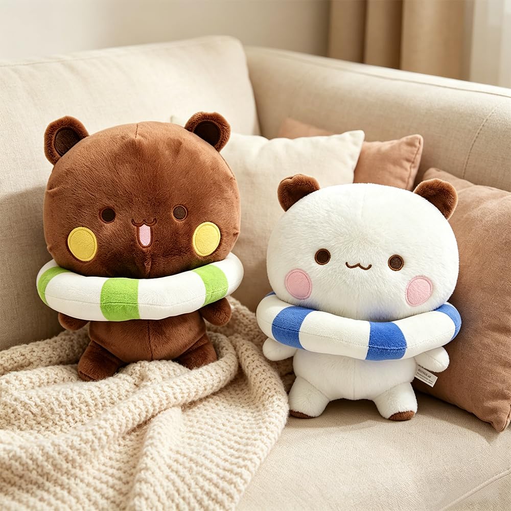 HOVCEH 2Pcs Bubu Dudu Plush, 22cm Bubu Dudu Stuffed Animal, Teddy Bear Plush Toy, Panda Stuffed Animals, Kawaii Soft Plush Pillow Cartoon Plush Animal Toys, Birthday Party Gifts for Girls Boys