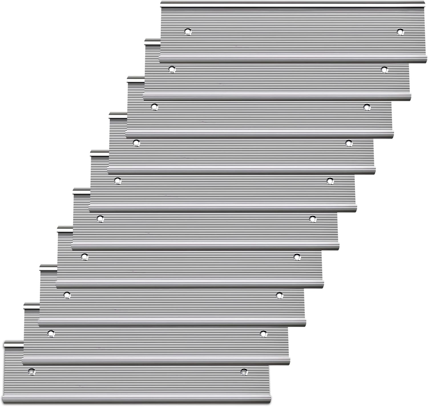 SINYUDUN 10 Pack Silver Aluminum 2x10 Inch Name Plate Holders - Textured Office Door/Wall Mounts with Tape, Easy Install for Business & Meeting Rooms
