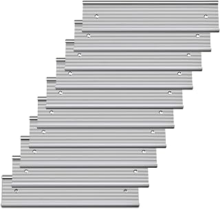 SINYUDUN 10 Pack Silver Aluminum 2x10 Inch Name Plate Holders - Textured Office Door/Wall Mounts with Tape, Easy Install for Business & Meeting Rooms
