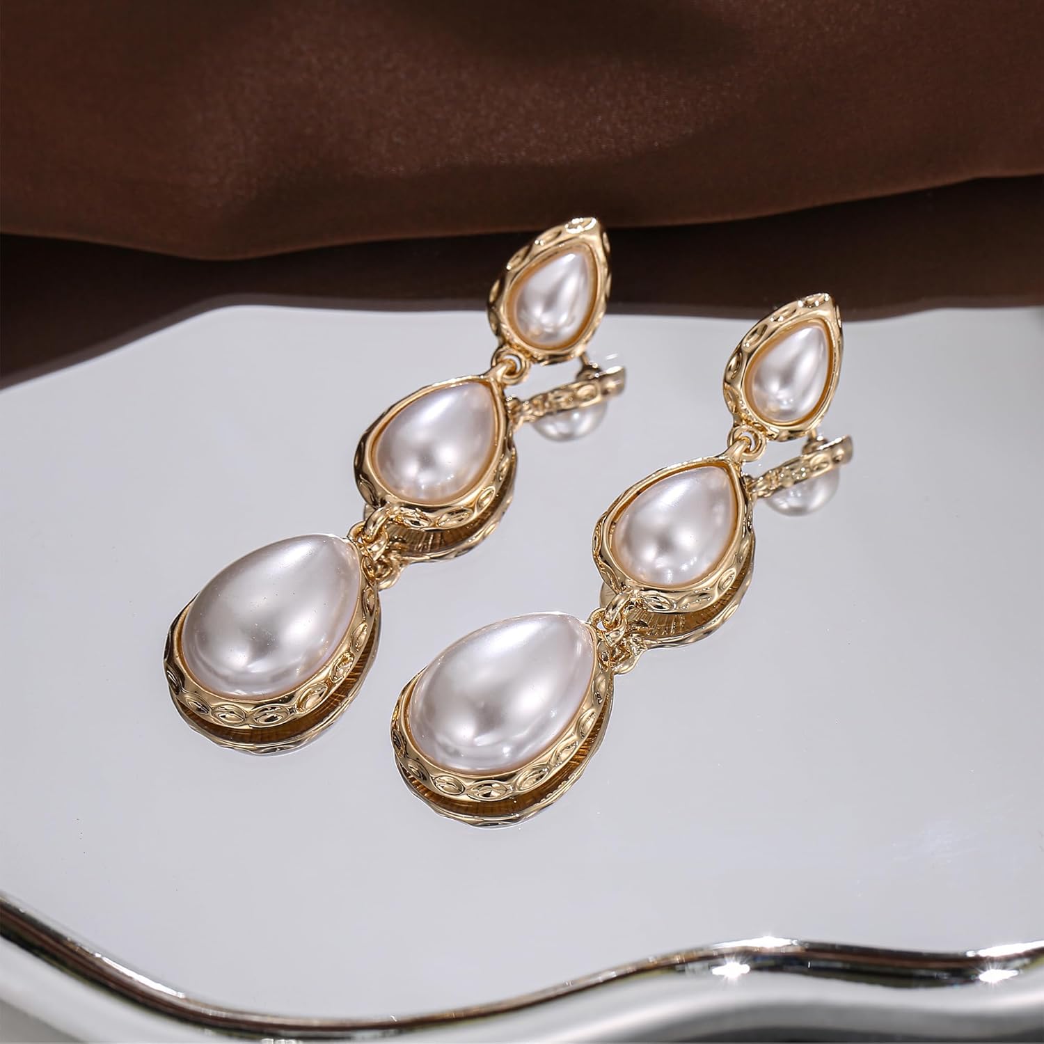Pearl Dangle Earrings for Women Trendy Dainty Teardrop Earrings Lightweight Wedding Earrings Jewelry - Image 6