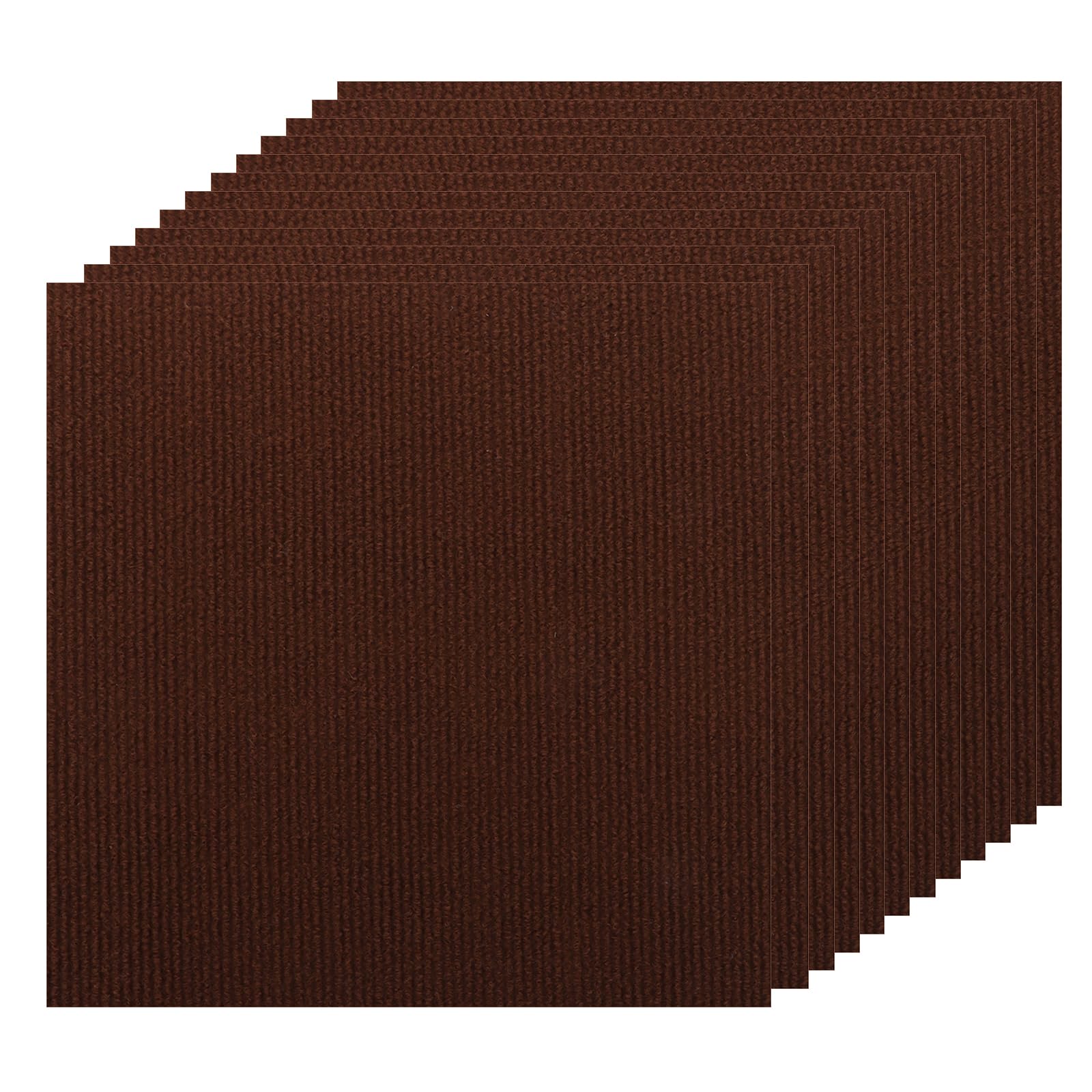 Lot de 30 carreaux de moquette carrés antidérapants faciles à décoller et à coller, pour salon, chambre à coucher et salle de sport Marron 30,5 x 30,5 cm