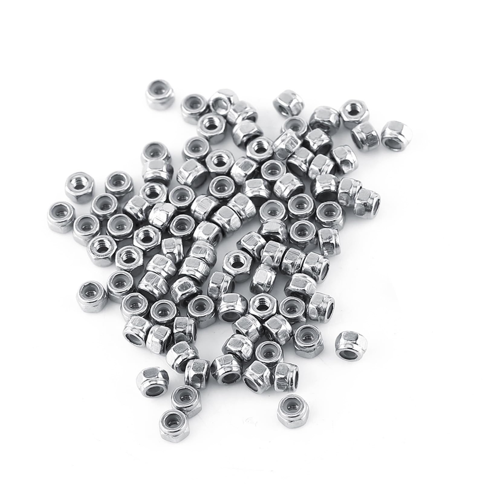 Dadi di Bloccaggio Esagonali con Inserto in Nylon, Acciaio Inossidabile SS304, M2, 100 Pezzi, Autobloccanti