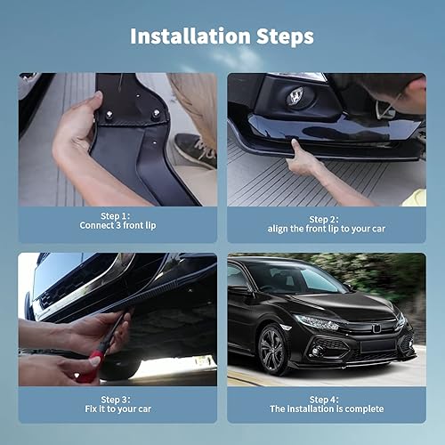 Vista 14 de Archaic Alerón delantero para Honda Civic 2017-2021, alerón de barbilla para Civic Hatchback FK7/Sedan SI/Coupe Si, divisor frontal