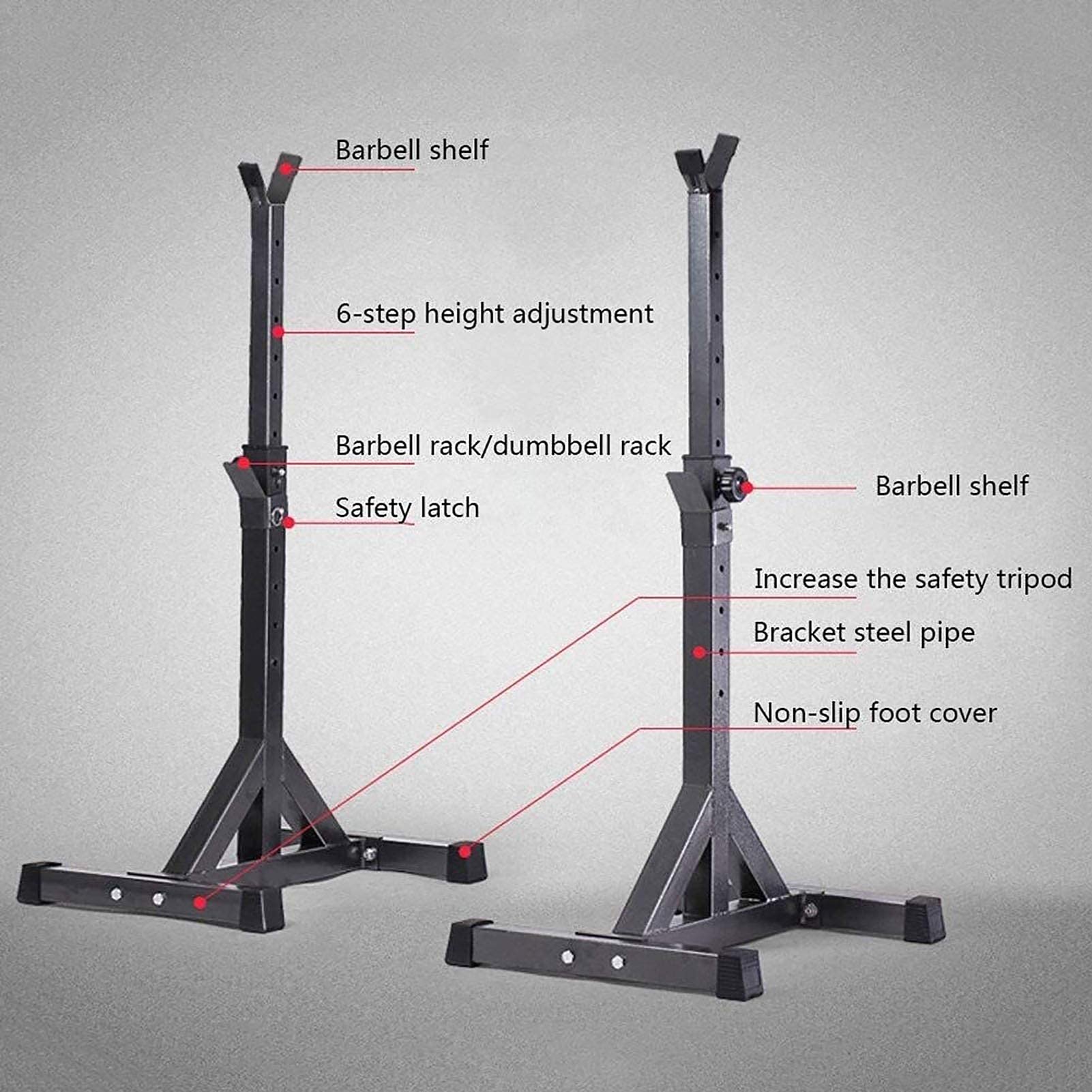 OTQEFTN Barbell Rack Dip Stand Barbell Stand Weight Lifting Rack Gym Squat Rack, Dumbbell Rack Stand for Weightlifting Fitness, Strength Training Fitness Barbell Rack for Home Gym