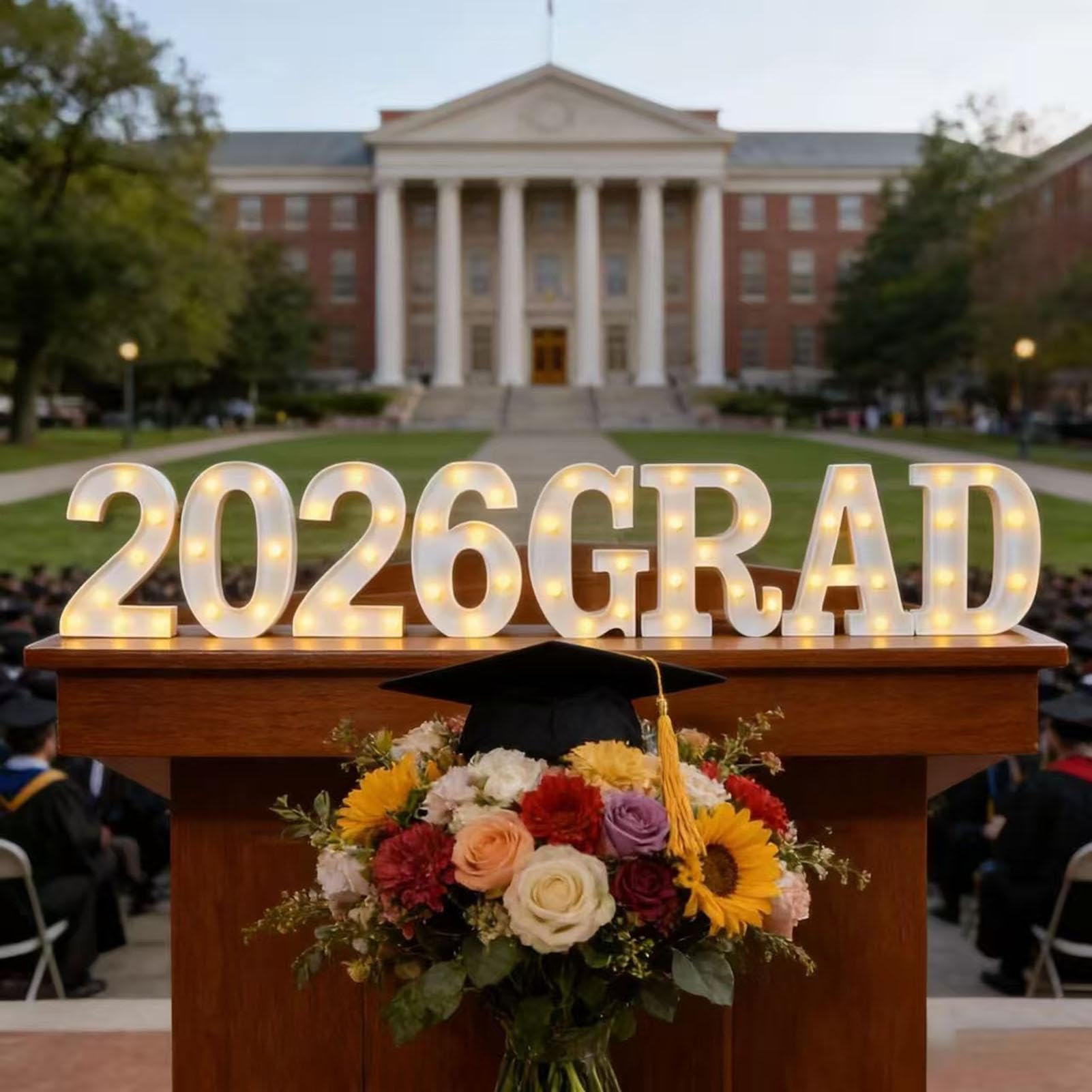 Decorazioni per Laurea 2026 Insegna luminosa a batteria | Decorazioni Scritte LED per Festa di Laurea Asilo, scuola materna, università, camera da , interni, esterni, giardino,