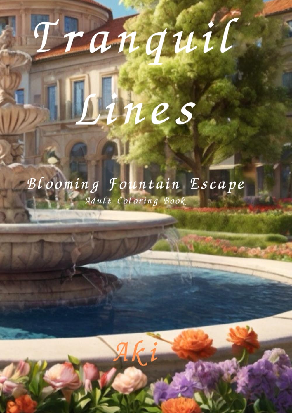 Tranquil Lines: Blooming Fountain Escape:Adult Coloring Book