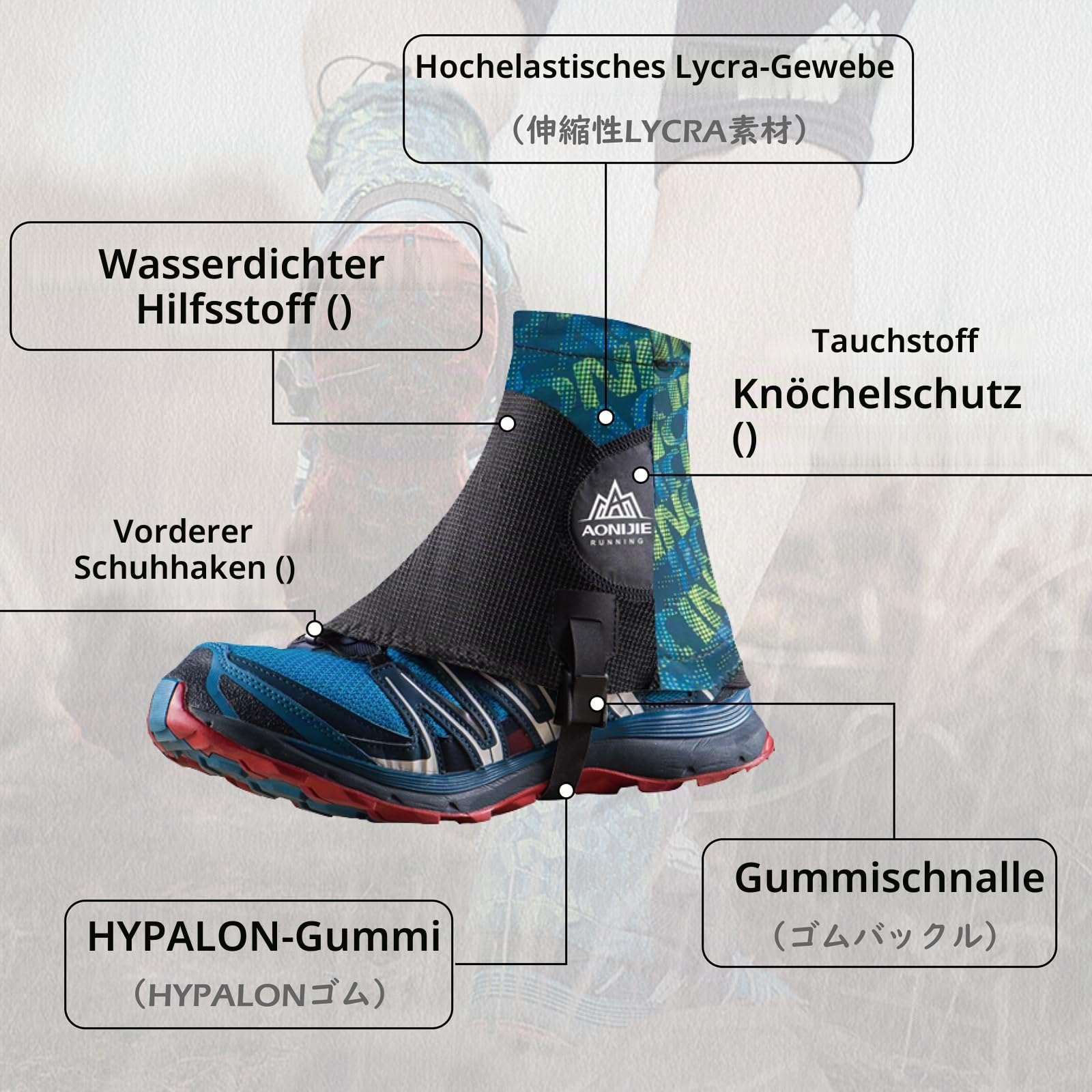 TRIWONDER Reflektierende Gamaschen, Trail Low Gaiters, Running Gamaschen mit UV-Schutz für Damen und Herren