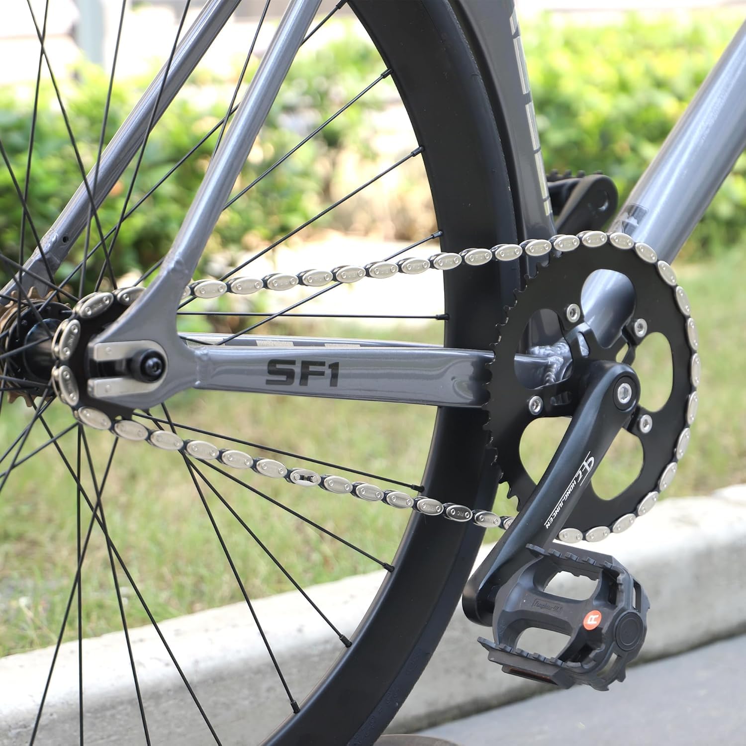 ZUKKA Łańcuch rowerowy 1/8 cala 1/2 x 1/8, 100 ogniw, 1-biegowy łańcuch rowerowy, BMX, do rowerów wyścigowych i górskich