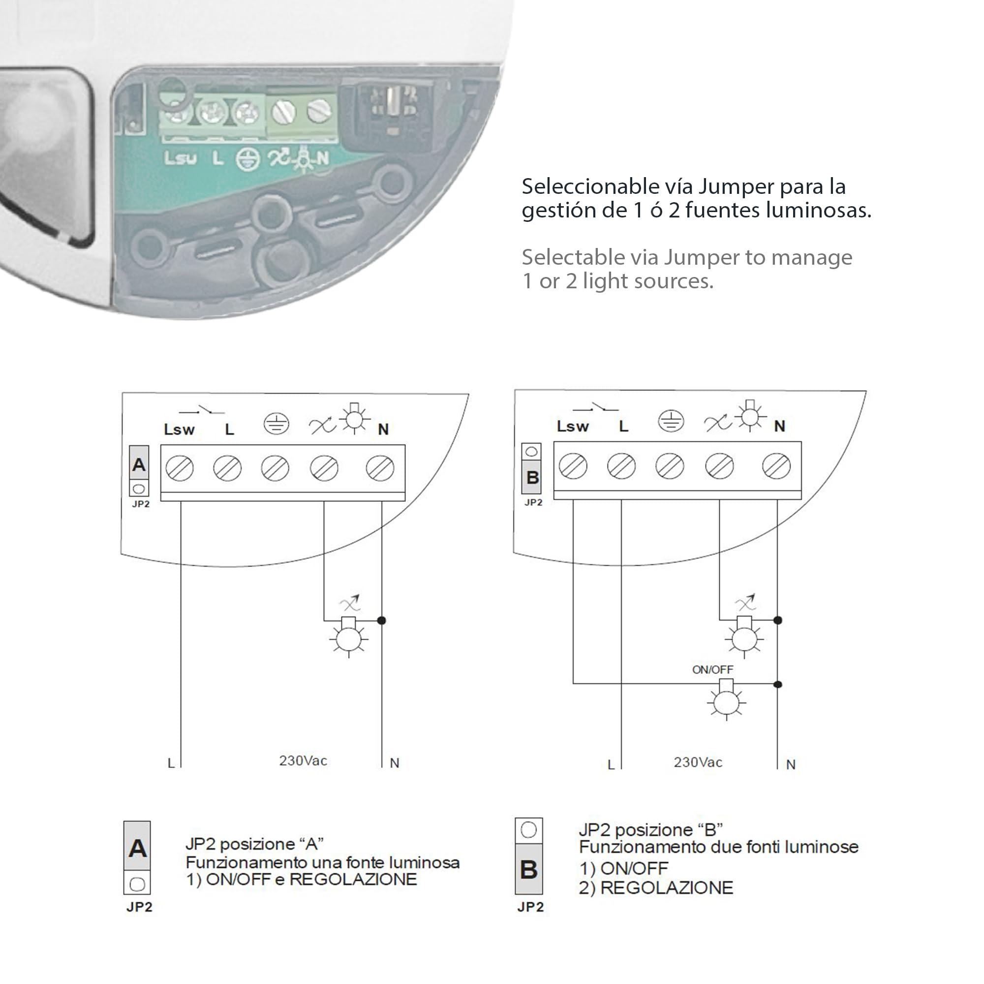 Interruptor Regulador de luz para lámpara de pie | Luz Regulable lampara 4-100W | Dimmer para lámparas de suelo | Atenuador de Intensidad para Luces LED | Fabricado en Italia | Color Blanco