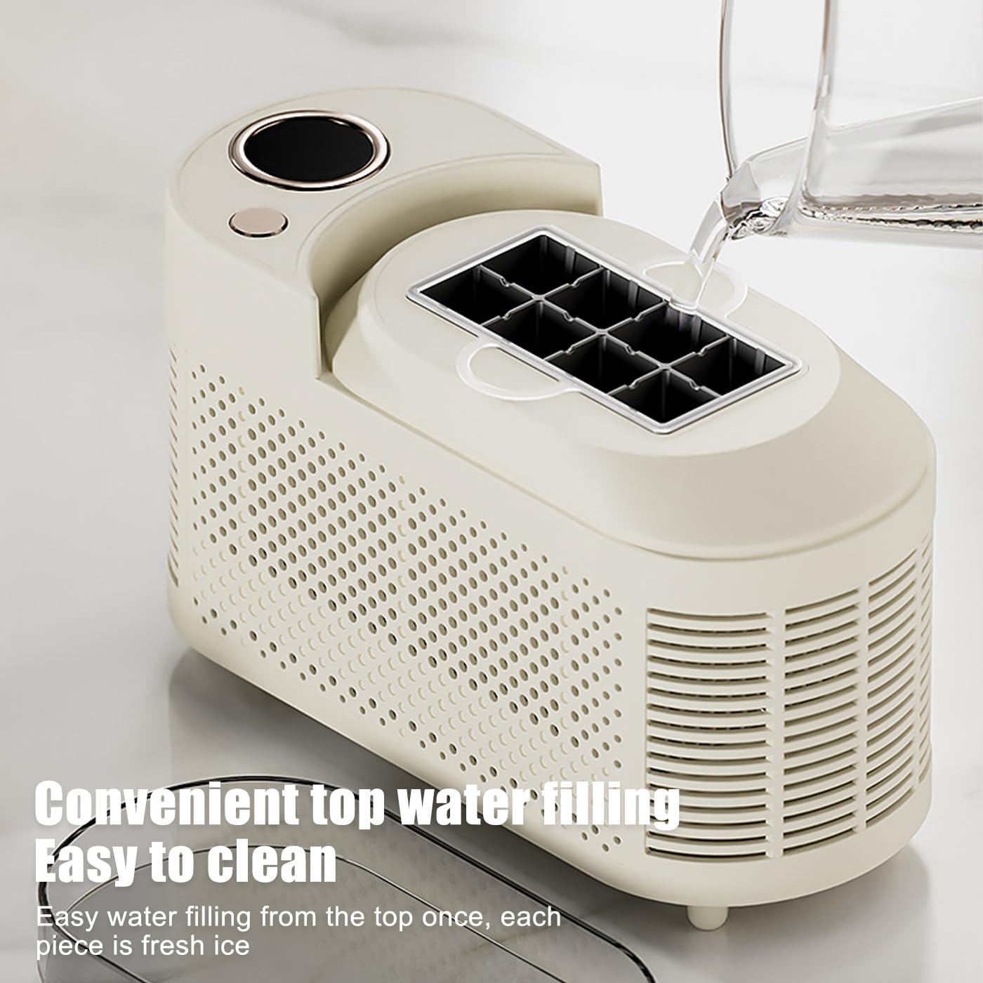 Ice Maker Machine,Mini Ice Maker Machine Countertop for Home Office, Ice Ready in 10 Mins, Low Noise & Energy Saving, Portable Small Clear Ice Cube Maker (White Standard)