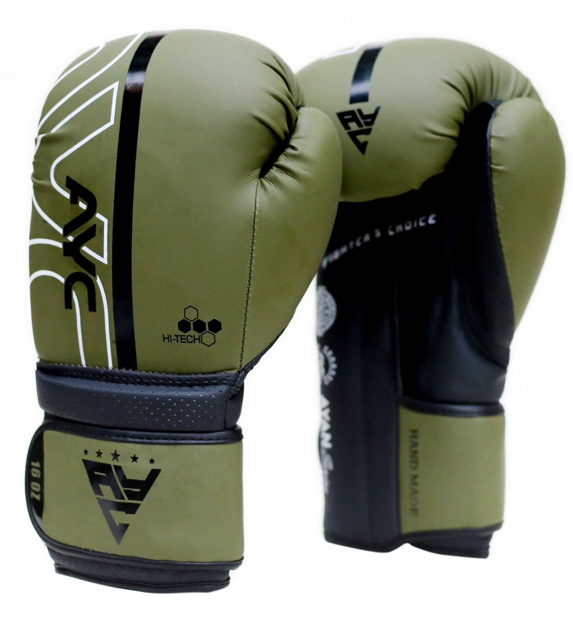 Boxing Gloves for Men & Women – Sparring Training Gloves for Punch Bag, Muay Thai, MMA & Kickboxing – Maya Hide Leather Heavy Bag Gloves with Wrist Support (10oz 12oz 14oz 16oz) (Green Black, 16OZ)