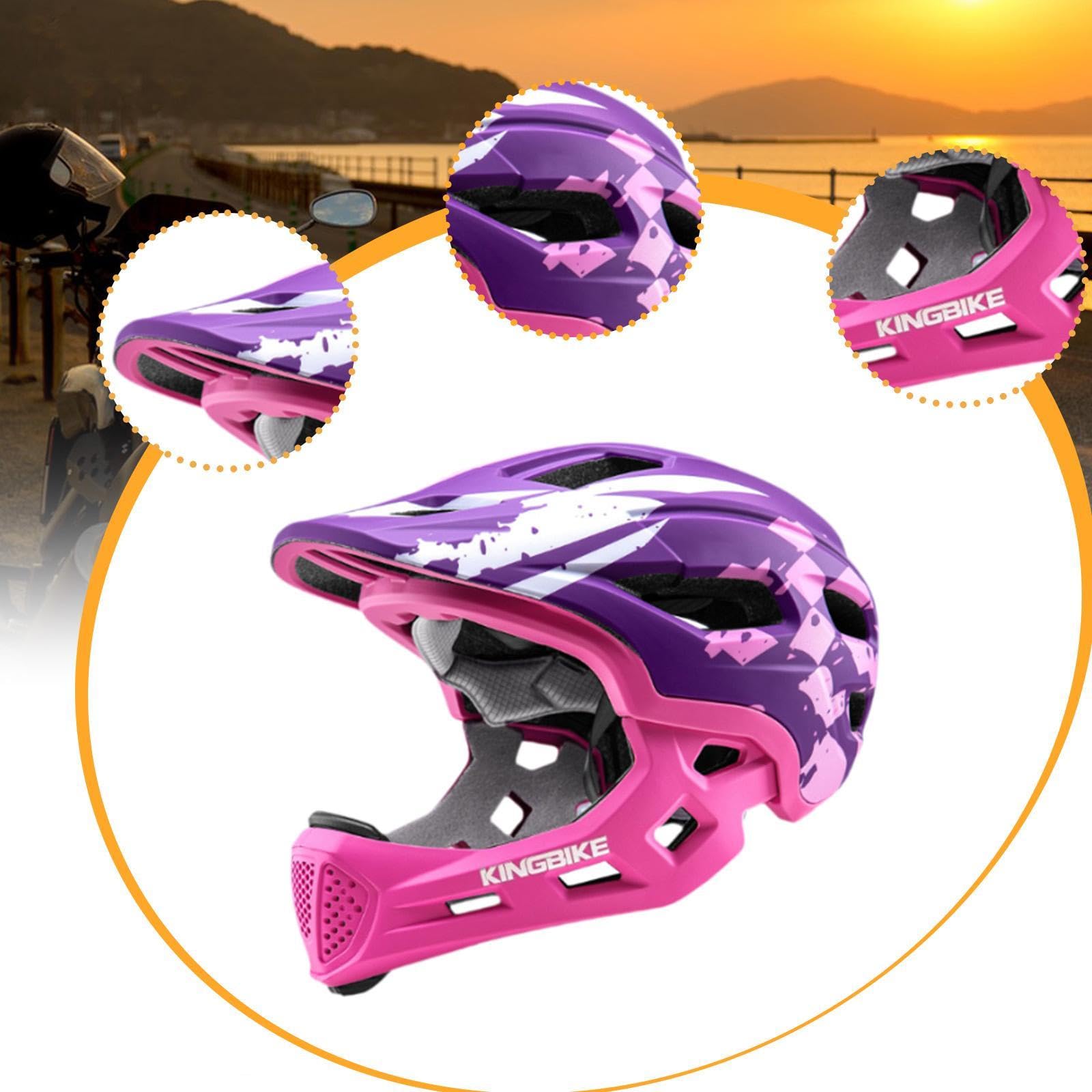 Harilla Casque de Vélo pour Enfants, Casque de Cyclisme pour Skateboard, Accessoires Cyclisme pour Enfants, Casque Intégral Réglable Antichoc pour Skateboard, Vélo, Roller, Violet Rose