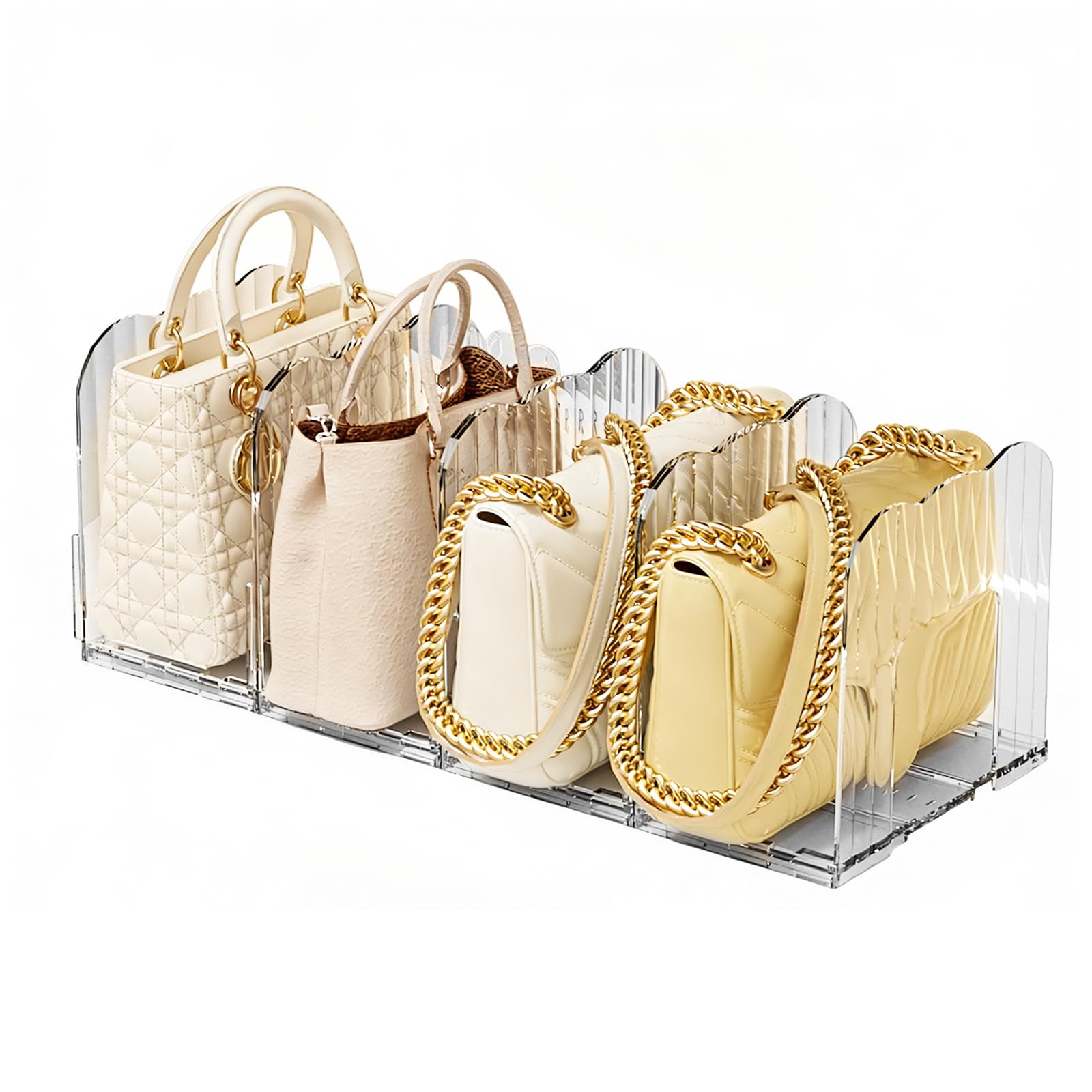 Organizador de Bolsos para Armario, 4 Divisores Ajustables 9-15 cm, Separadores de Estantes