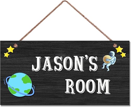 Miniatura 3 de Letreros personalizados con nombre de astronauta, letrero de luna y cohete para habitación de niños, decoración de pared, decoración de pared