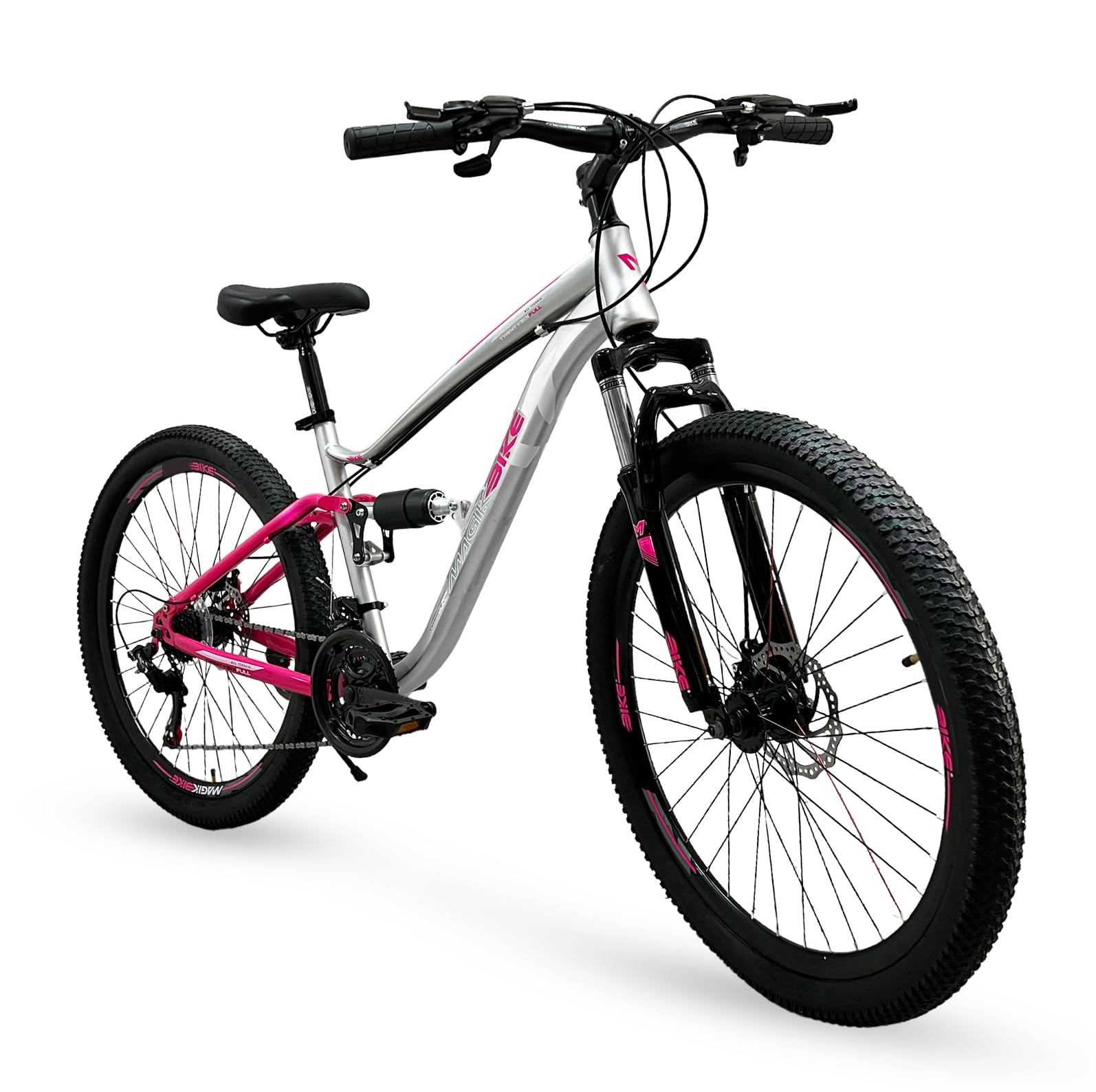 IBK Bicicletta Ragazza Mountain Bike Bici MTB 26'' Pollici BIAMMORTIZZATA Ragazza Cambio 21 Velocità Freni a Disco
