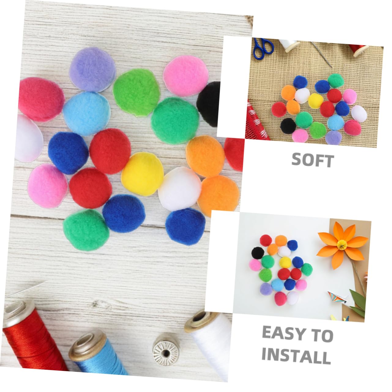 Pompons Artisanaux 4cm, 200 Pièces, Boule Duveteuse pour Loisirs Créatifs