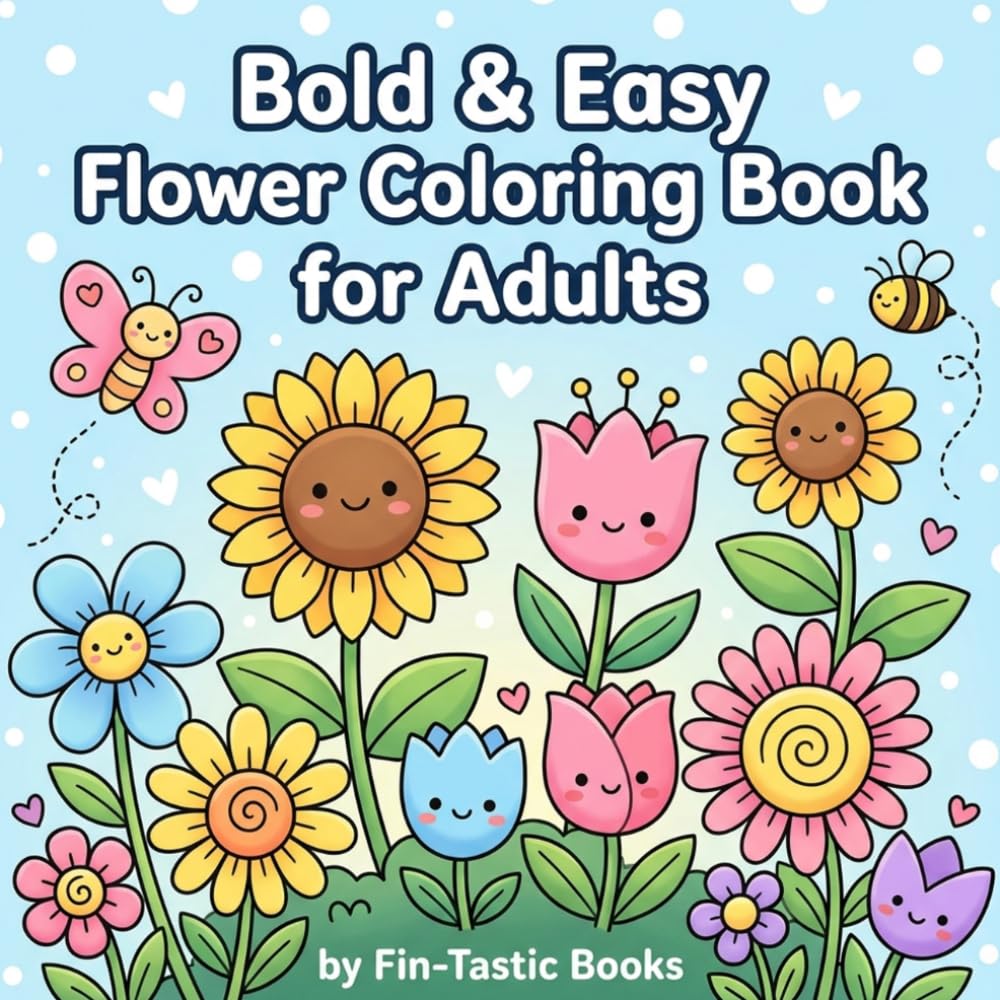 Bold & Easy Flower Coloring Book for Adults: Simple Floral Designs with Thick Outlines — Perfect for Beginners, Seniors & Stress Relief