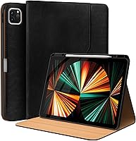 Vista 2 de Fundas de cuero para iPad Pro 12.9, 6ª, 5ª, 4ª y 3ª generación, funda protectora multiángulo con soporte para lápices y bolsillo, función