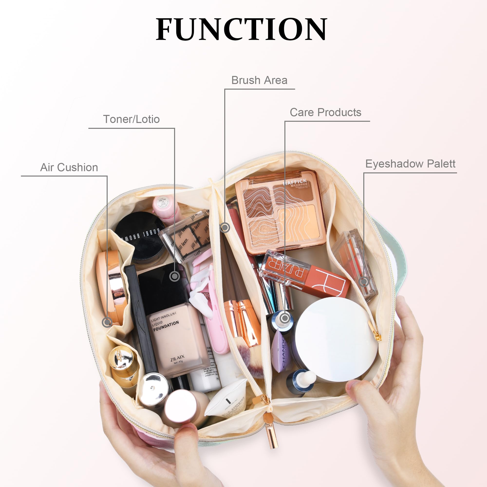 Personalized Initial Makeup Bag | Trendy Cosmetic Bags Travel Toiletry Bag for Teen Girls Women Girlfriend, mother's day/graduation/Birthday day Gifts Portable Make up Bag Leather Waterproof Organizer