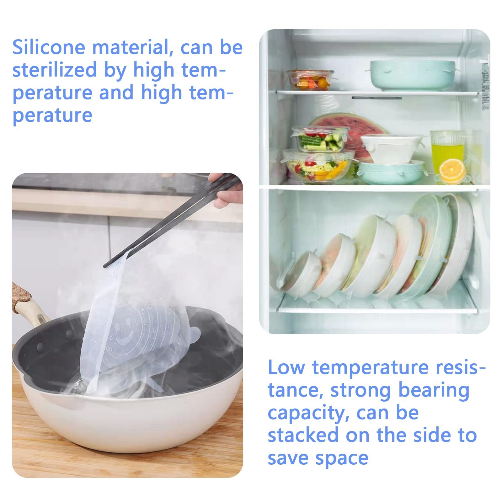 Silicone Stretch Lids, 18 Pack Reusable Silicone Lids Kitchen Food Storage Covers Stretchable for Bowl Container Dishwasher Freezer Microwave (18 Pack) 1