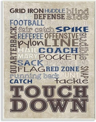Miniatura 1 de Stupell Industries Placa de pared tipo fútbol marrón y azul marino, 10 x 15 pulgadas, diseño por la artista Erica Billups