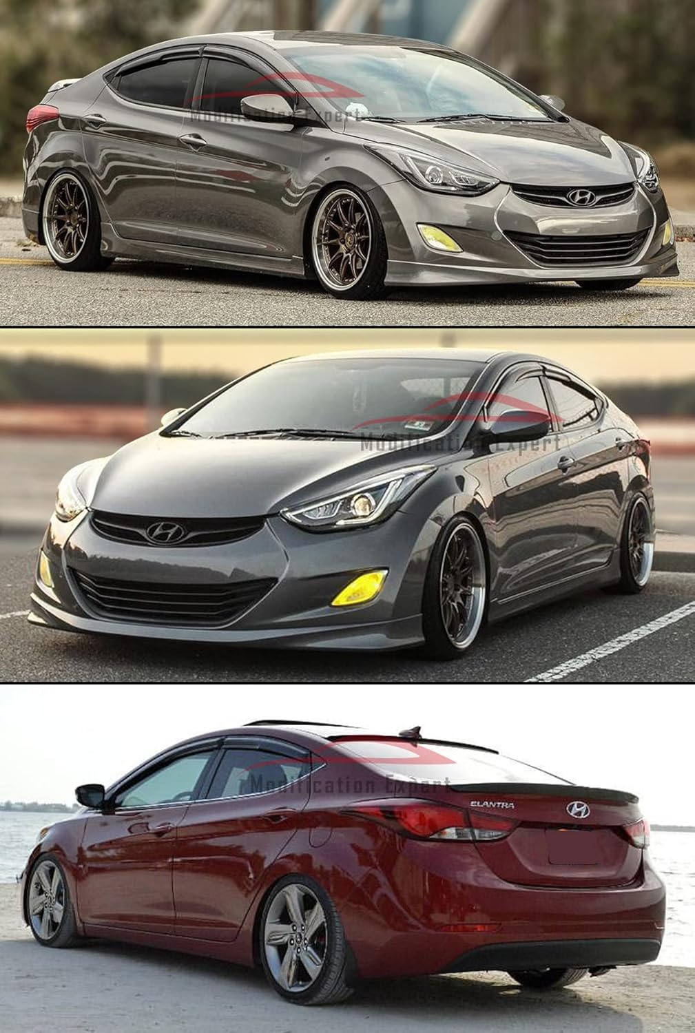 Fits for 2011-2016 Hyundai Elantra KDM Wavy Mugen Style Window Visors Rain Guard Deflectors