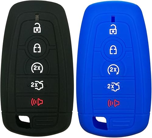 2 piezas Coolbestda - Funda protectora de goma para llavero sin llave para Ford Bronco Mustang Fusion Raptor F250 F350 F450 F550 Edge Explorer