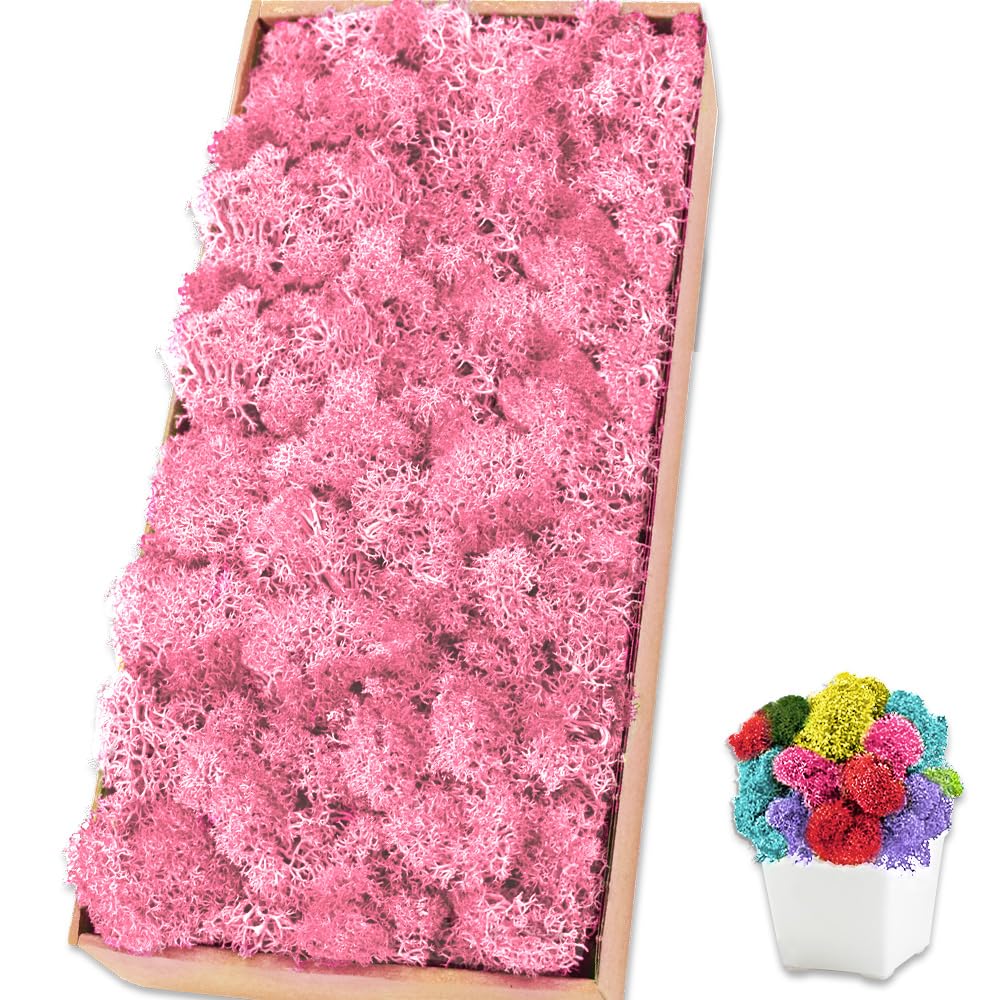 Preserved Reindeer Moss, 17.6 oz Pink Moss for Crafts