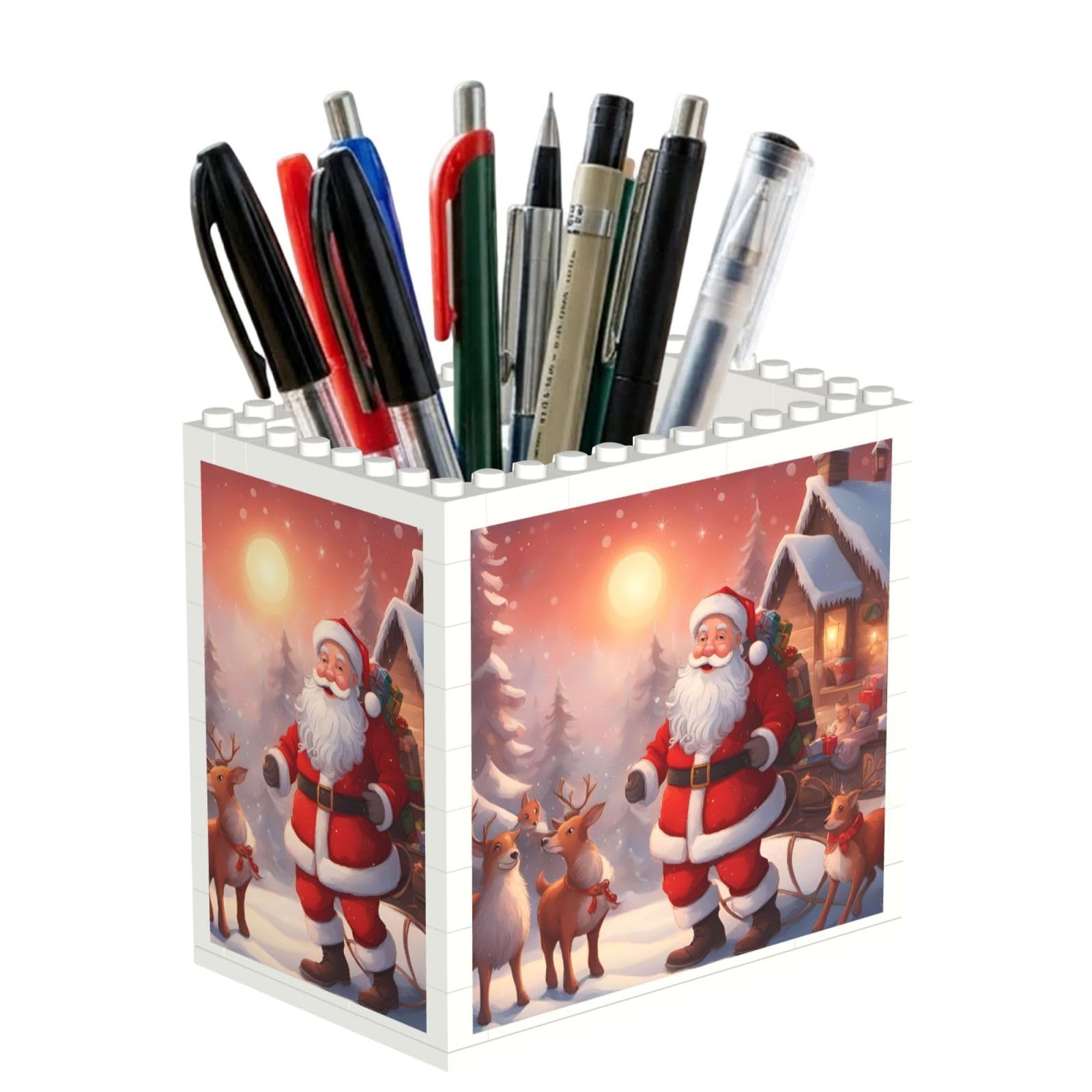SXZVVBN winter Santa Claus Building Block Desk Tidy ABS Organiser