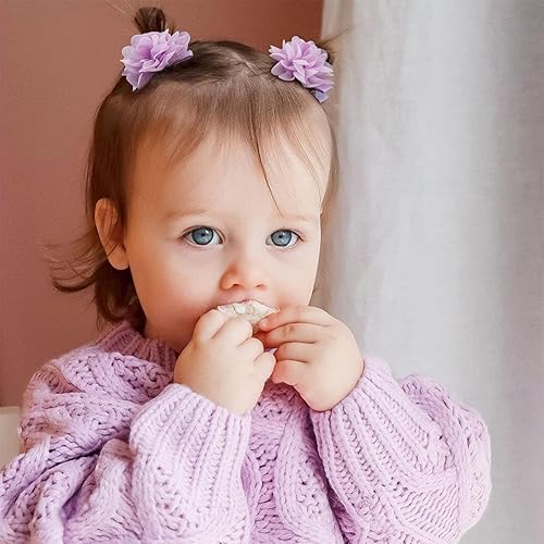 Miniatura 5 de 30 pinzas para el cabello de gasa con perlas de 2 pulgadas para niñas, medio forrado, antideslizantes, pequeños clips para bebés, accesorios para el