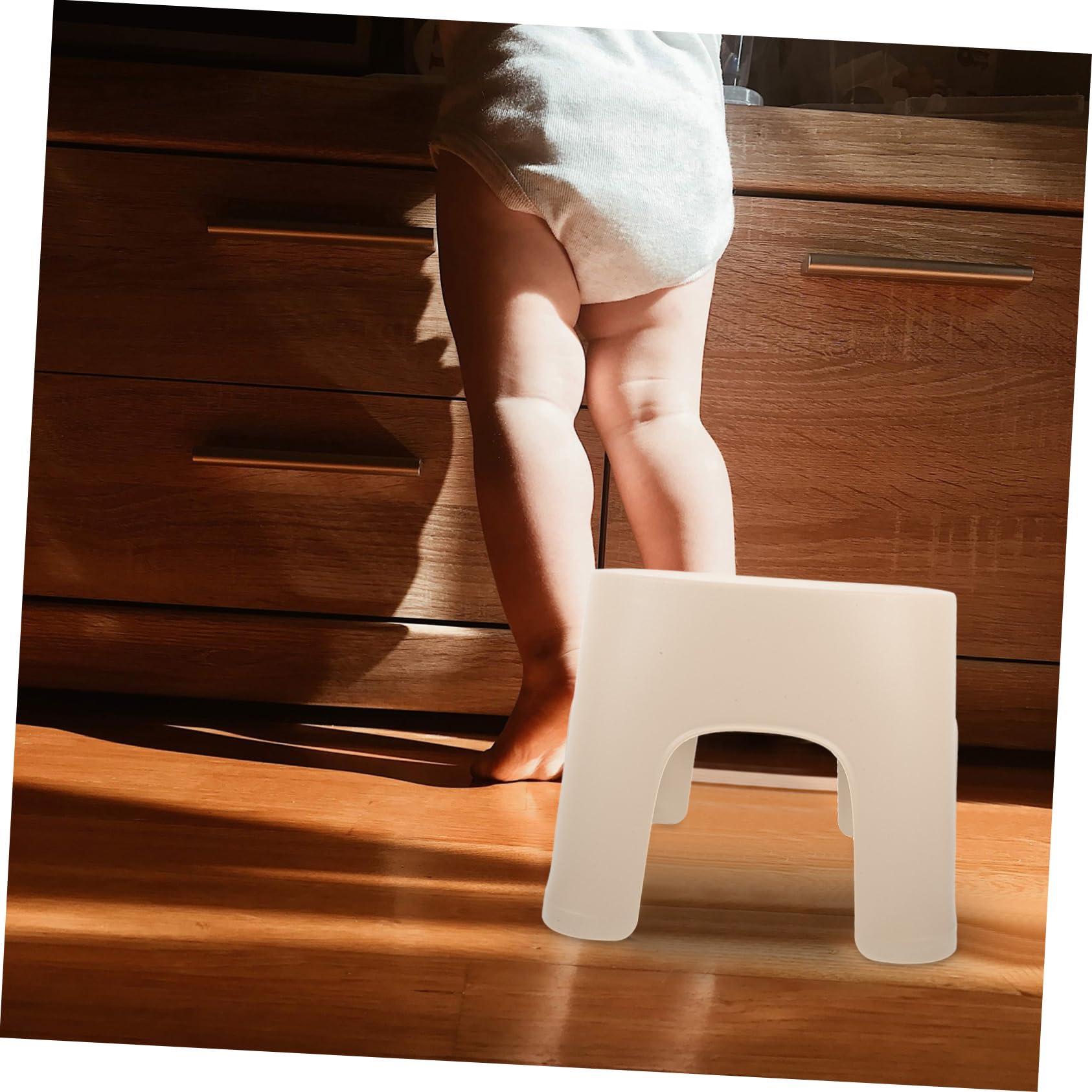Beige Fußhocker Kunststoff, Rutschfester Tritthocker für Badezimmer