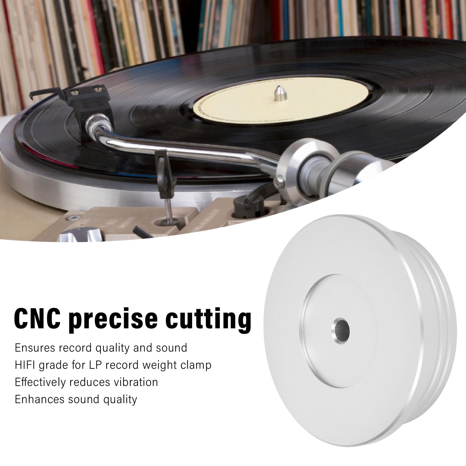 Stainless Steel LP Turntable Non-Slip Disc Stabilizer Record Weight Clamp 390g | UK