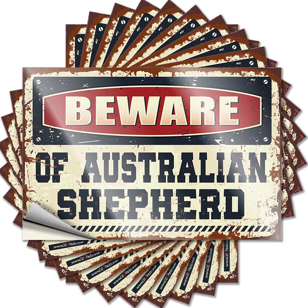 Stickers Retro Room Decor | Glitter Essentials Beware of Australian Shepherd for Motorcycle(8X12CM)