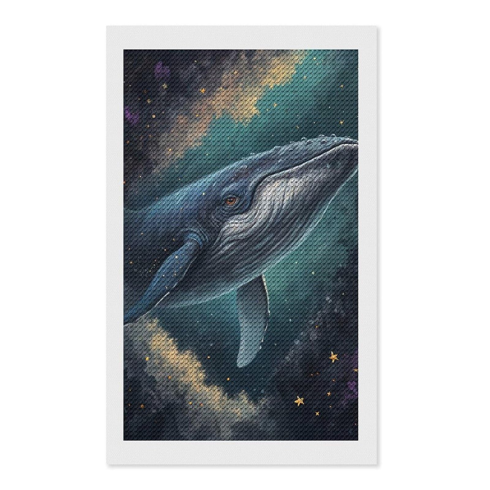Junmoney Whale in A Starry Sky Diamond Painting Set 12"x20", Full Kit Included, Sparkling Round Gems, Farmhouse Decor, Festive Craft Gift