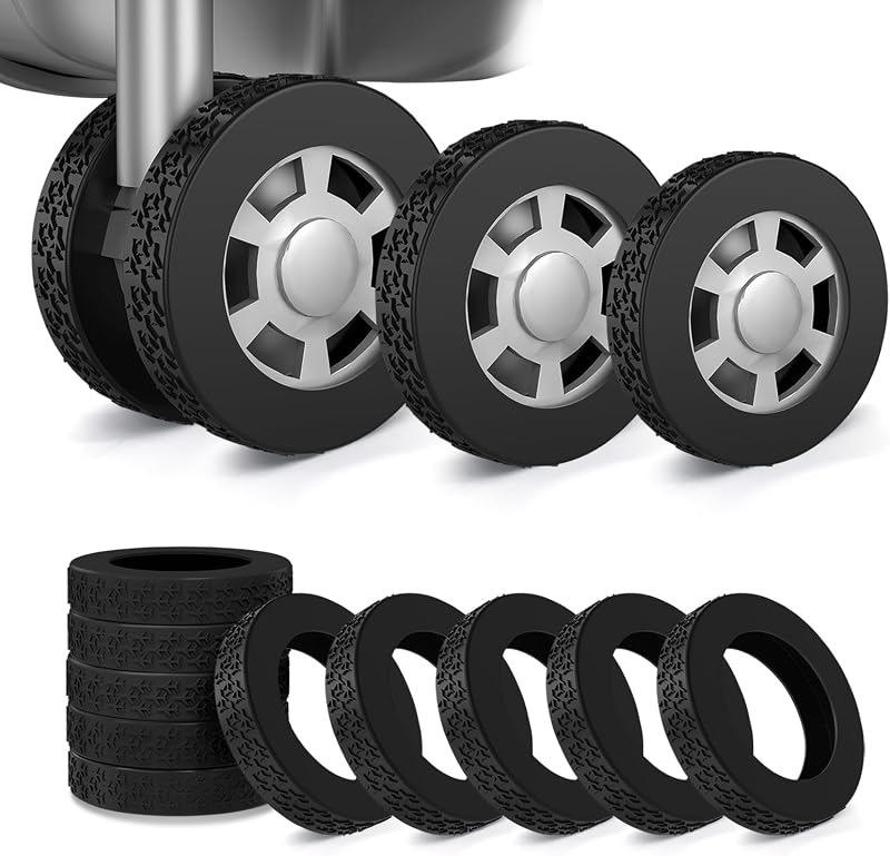 10 Pack Luggage Wheel Covers, 3 Size Protector Cover for 1.89-2.04" Suitcase Spinner Wheels, Upgraded Wear-Resistant, Silent, Shock Absorption Luggage Accessories for Carry-On Travel (Black, S)