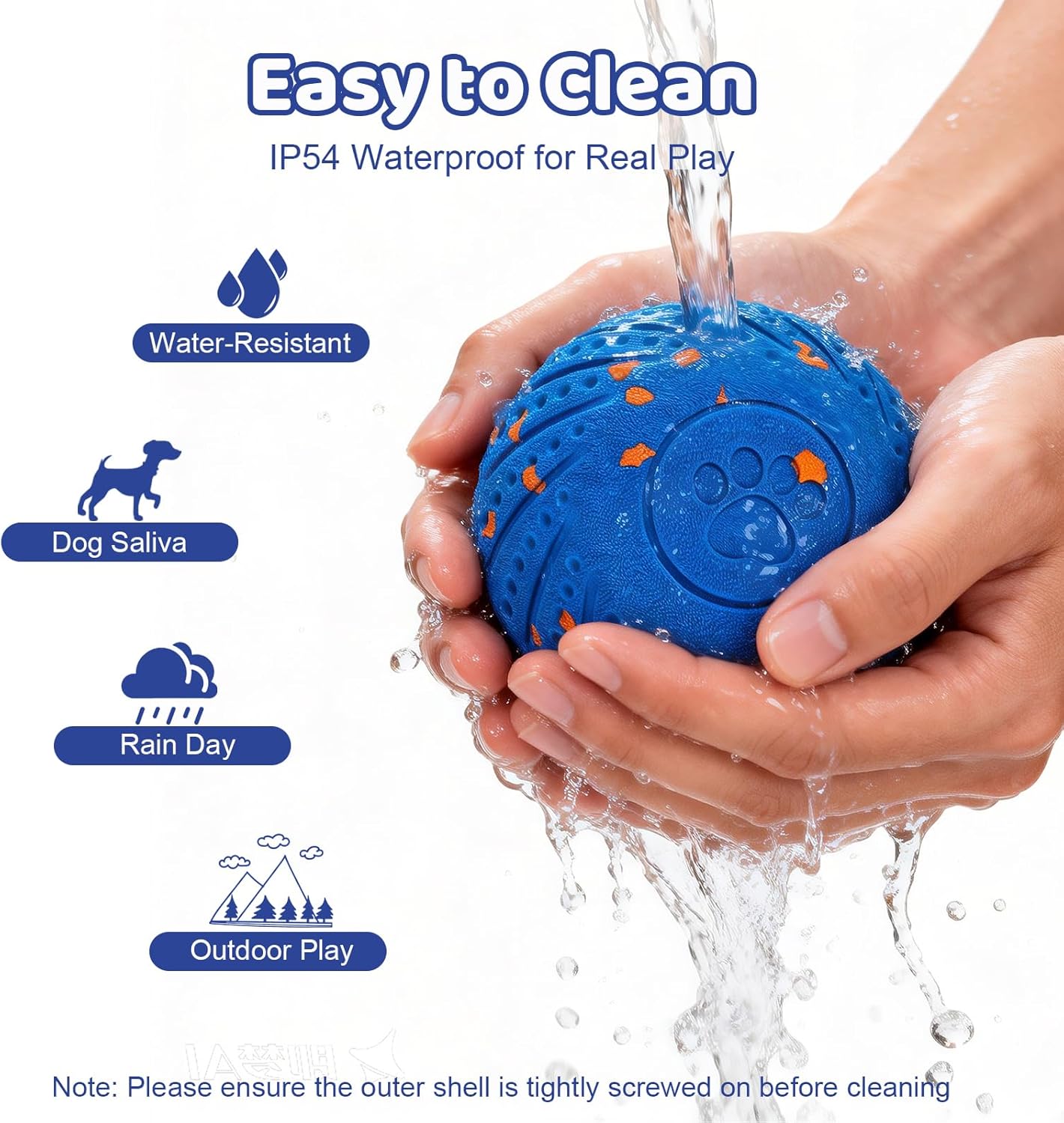 Smart Interactive Dog Ball,Automatic Rolling & Bouncing Dog Toy,Natural Rubber Chew Toy for Chewers,Keeps Dogs Busy & Eases Separation Anxiety