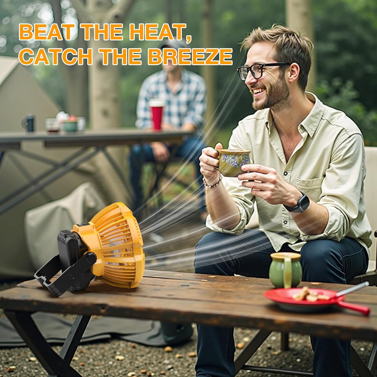 Portable Fan for Dewalt 20V Max Li-ion Battery, Brushless Fan with 3-Speed Settings, LED Light, 3300 RPM, 180° Rotating Hanging Hook, Cordless fans for Jobsite, Camping fan for Tents(No Battery)