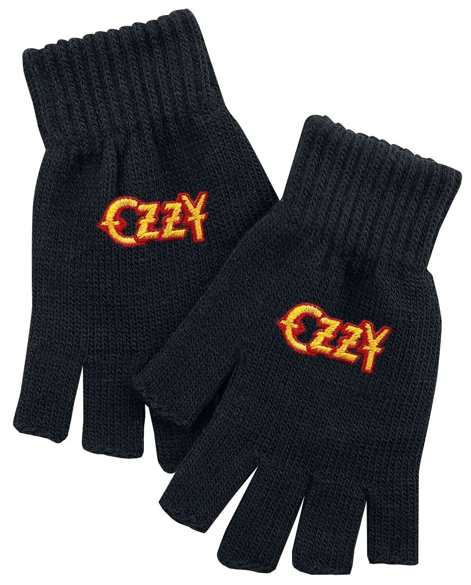 Ozzy Osbourne Unisex Black Ozzy Fingerless Gloves 95% Polyacrylic, 5% Elastane,