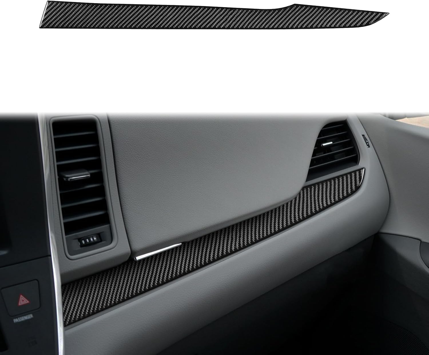 Car Co-Pilot Dashboard Panel Cover Trim Compatible with Toyota Sienna 2015 2016 2017 2018 2019 2020 Carbon Fiber Automotive Accessories Black