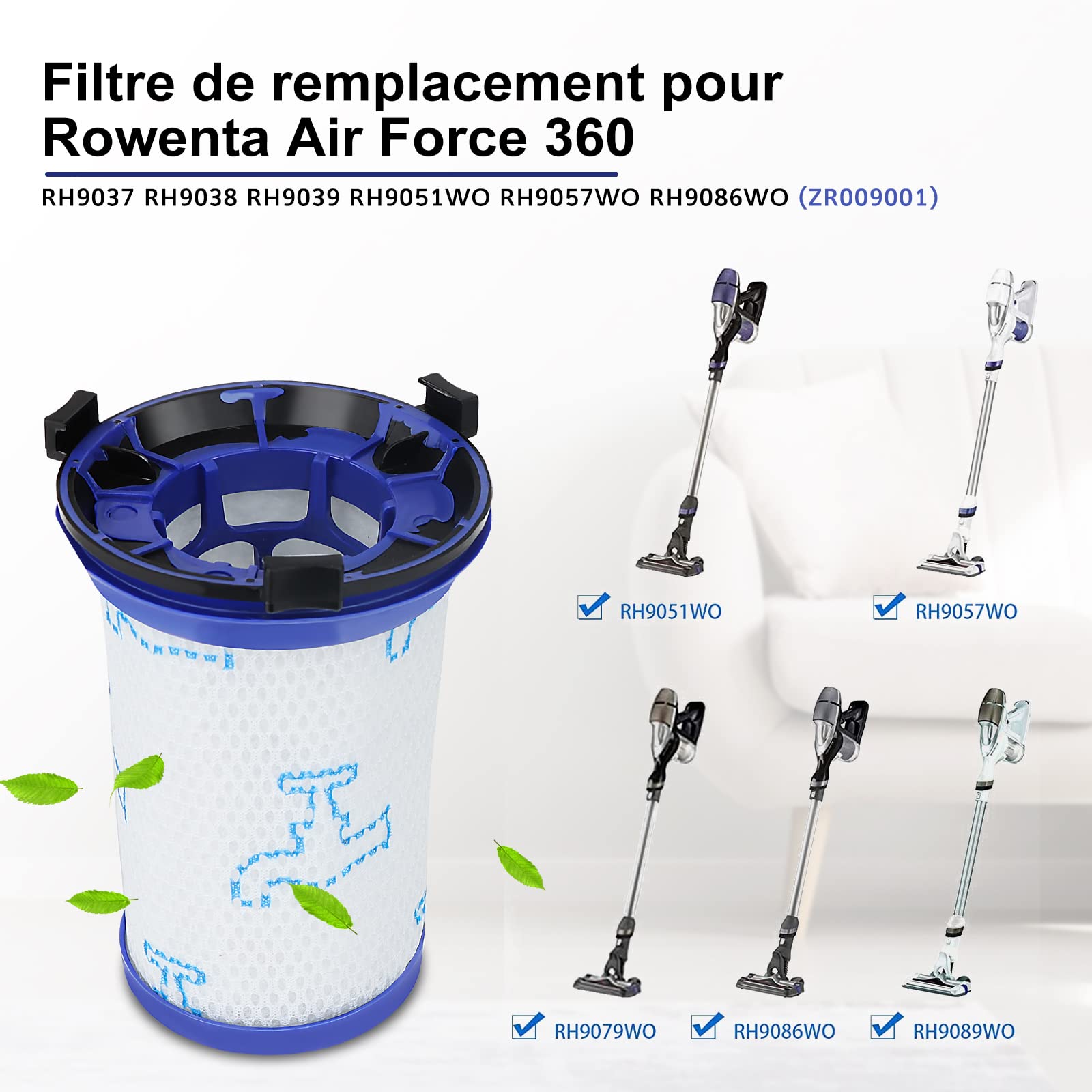 2 Filtri Di Ricambio Per Aspirapolvere Rowenta Air Force 360, Compatibili Con ZR009001, 10x6,7 Cm - 4