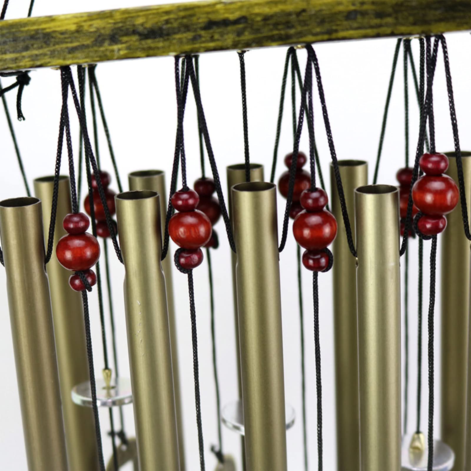 sunyu Ręcznie robione metalowe dzwonki wietrzne z brązu, 10 złotych rur aluminiowych, zestaw 2 dwóch różnych zawieszek (całkowita długość 45 cm)