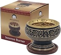 Vista 4 de DharmaObjects Quemador de incienso de carbón de latón decorado