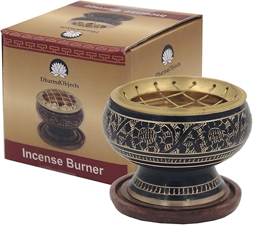 Miniatura 4 de DharmaObjects Quemador de incienso de carbón de latón decorado