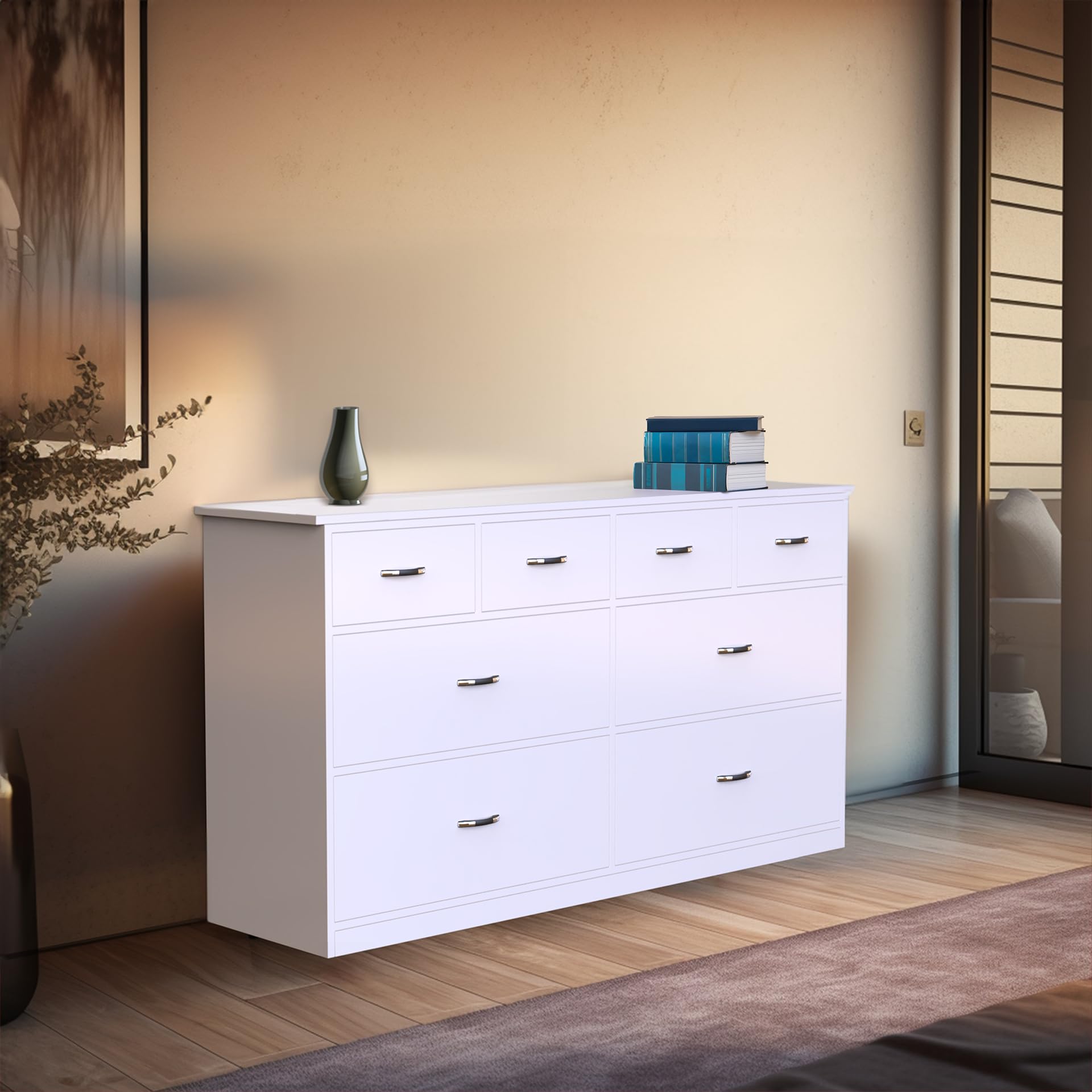 NEEHV HOME Wooden Dynasty Chest with 8 Drawers for Living Room | Bed Room (Frosty White, 40 X 150 X 81)-image-24